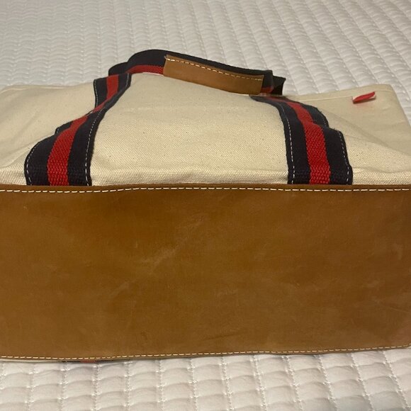 Shorebags Society Canvas and Leather Tote Bag with zip code monogram. Unisex. - Picture 5 of 5